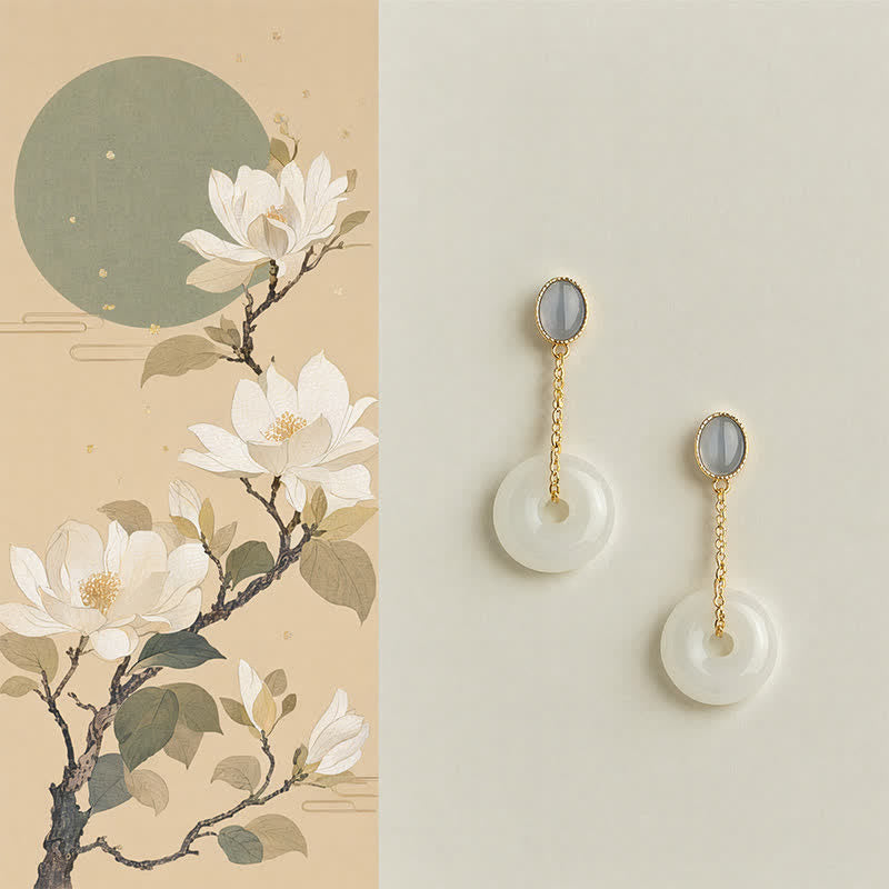 Buddha Stones Liuli Peace Buckle Tranquility Drop Earrings - Peace Buckle(Copper Posts) - image 0