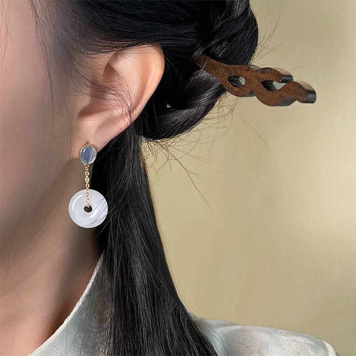 Buddha Stones Liuli Peace Buckle Tranquility Drop Earrings - image 3