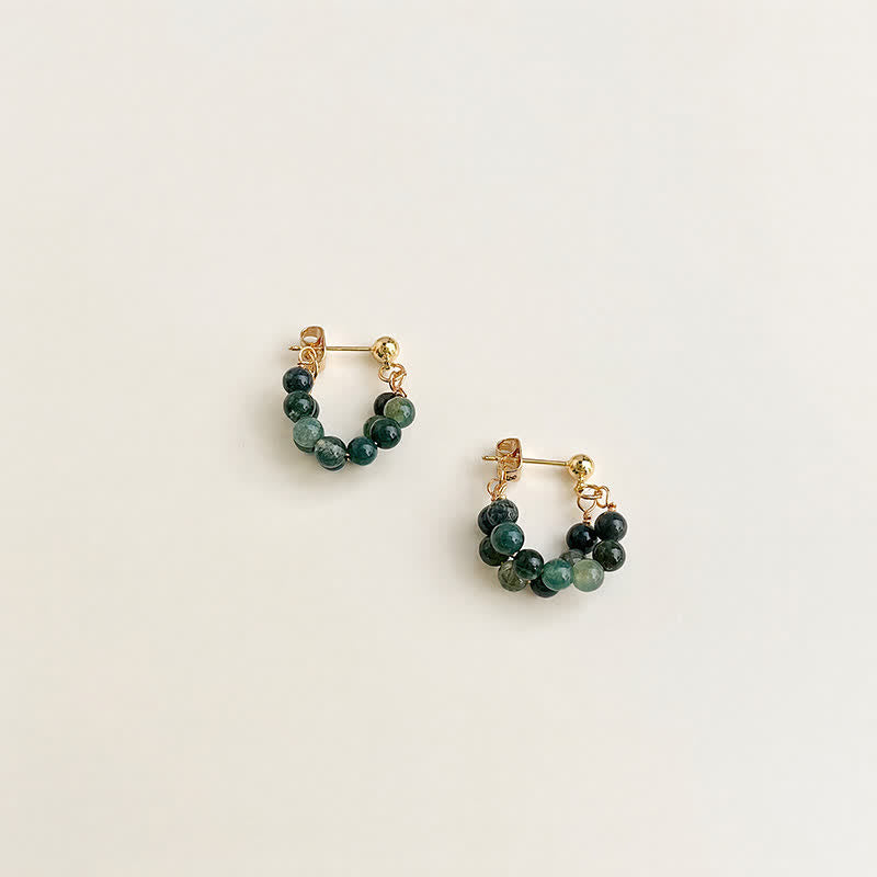Buddha Stones Indian Agate Copper Handmade Cleansing Hoop Earrings - image 1
