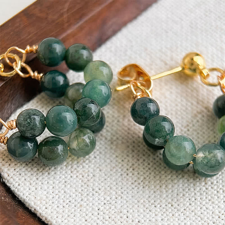Buddha Stones Indian Agate Copper Handmade Cleansing Hoop Earrings - image 2