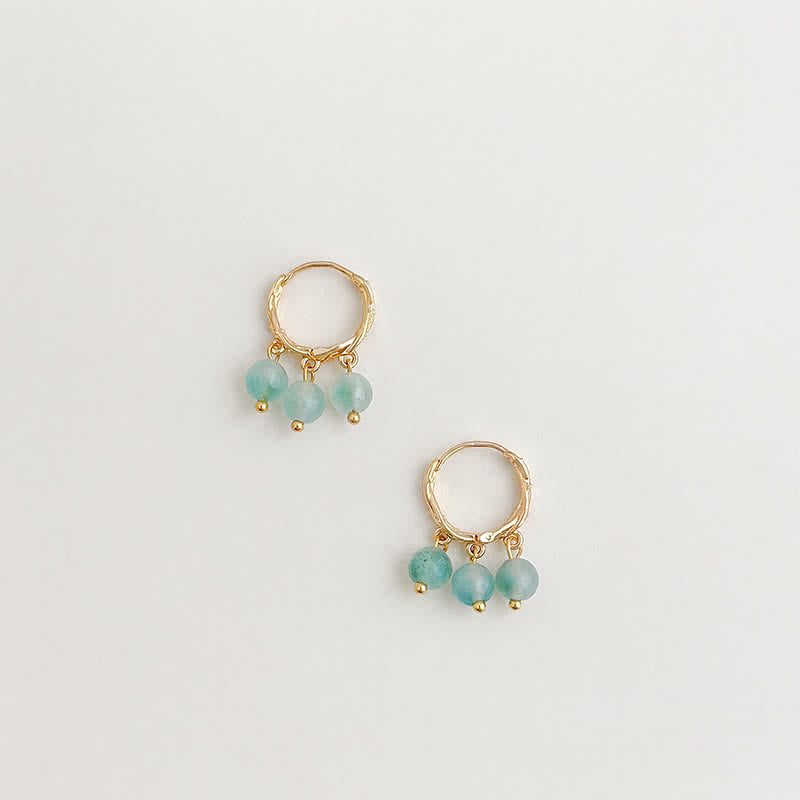 Buddha Stones Natural Moss Agate Copper Drop Soothing Earrings - image 1