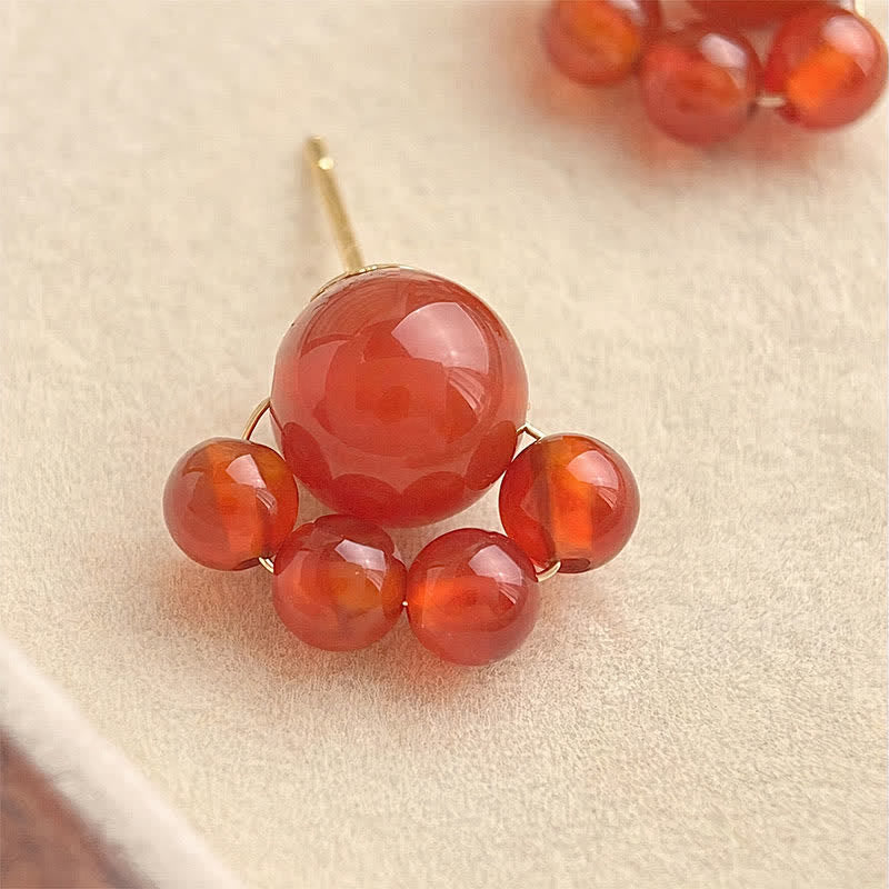 Buddha Stones Red Agate Handmade Cat Paw Design Confidence Earrings - image 2