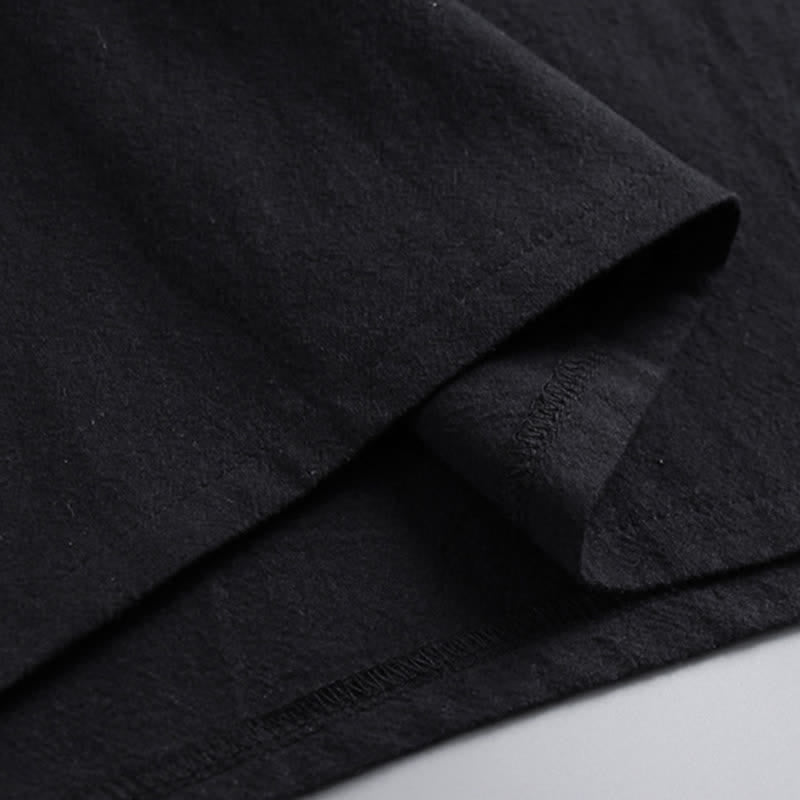 Buddha Stones 2Pcs Spring Fall Casual Drawstring Solid Ramie Long Sleeve Shirt Pants Men's Meditation Cloth With Pockets - image 15