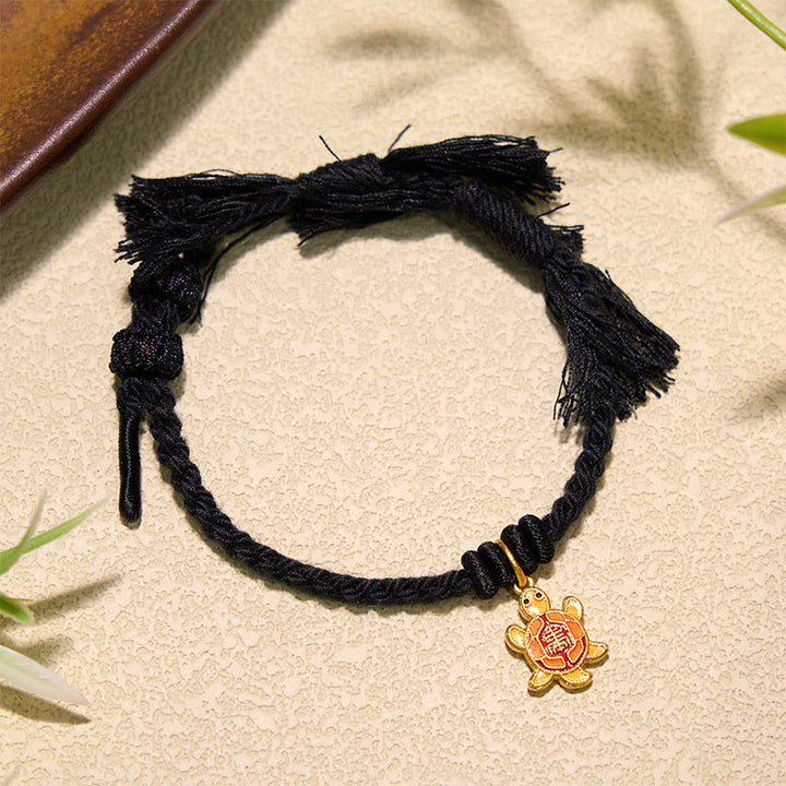 Buddha Stones Turtle Charm Gold Plated Copper Red String Balance Tibet Bracelet - image 22