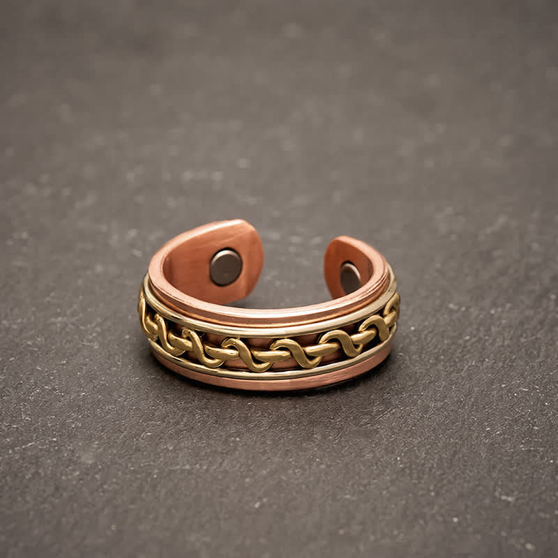 Buddha Stones Red Copper Interwoven Chain Design Grounding Cuff Bracelet Ring - Ring(Inner Diameter: Approx. 19.7mm/US10) - image 8
