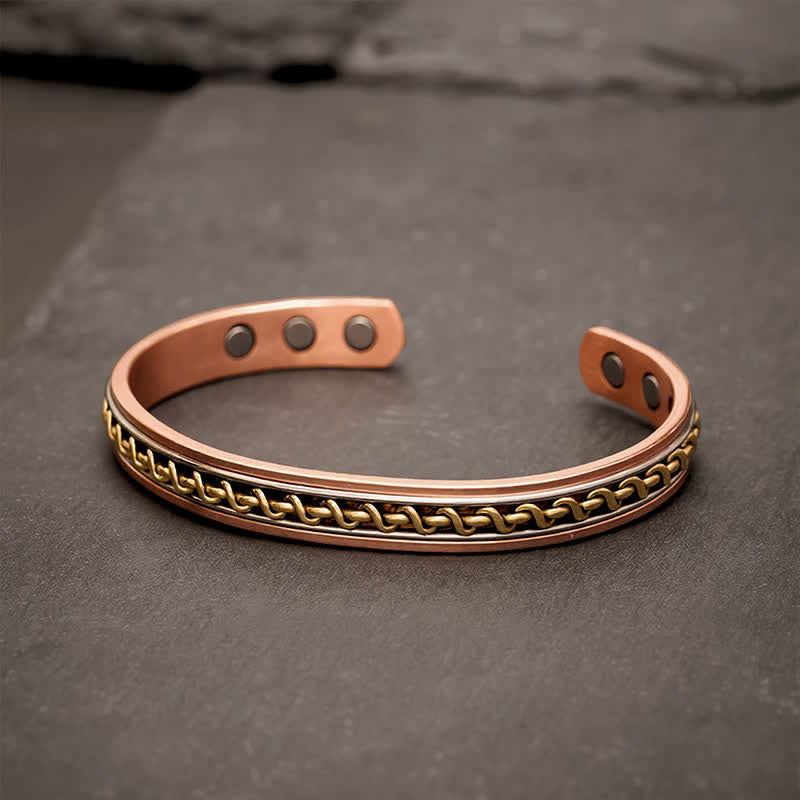 Buddha Stones Red Copper Interwoven Chain Design Grounding Cuff Bracelet Ring - Cuff Bracelet(Inner Diameter: Approx. 50mm) - image 1
