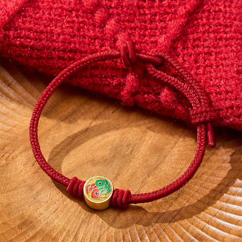 Buddha Stones Red String Double Koi Fish Auspicious Bracelet - image 11