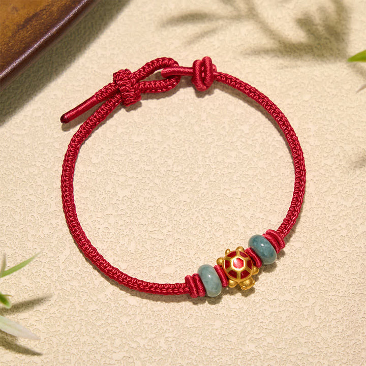 Buddha Stones Turtle Copper Red String Hand-Woven Prosperity Bracelet - image 2