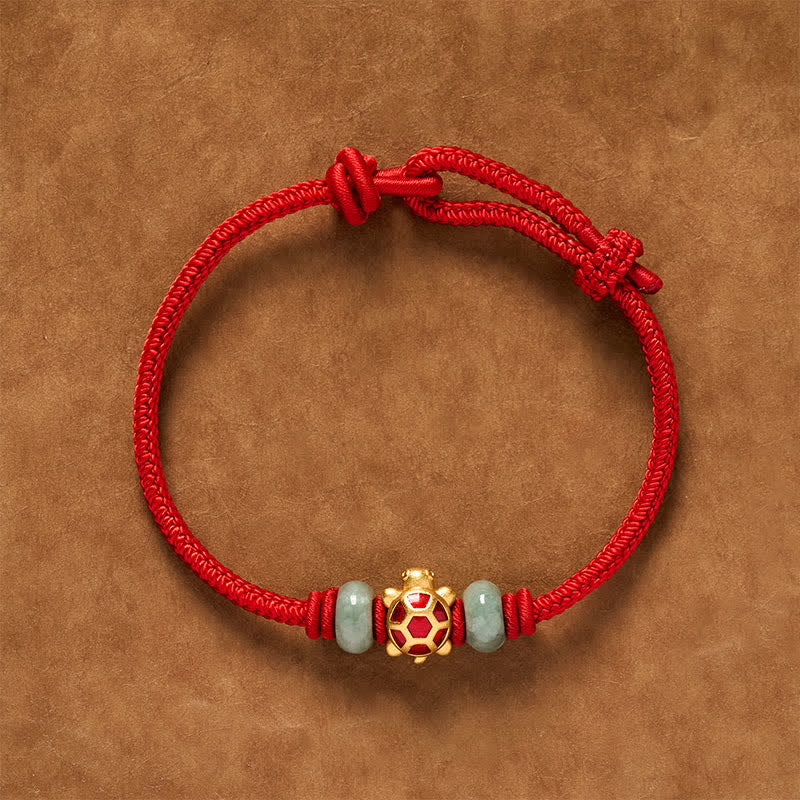 Buddha Stones Turtle Copper Red String Hand-Woven Prosperity Bracelet - image 9