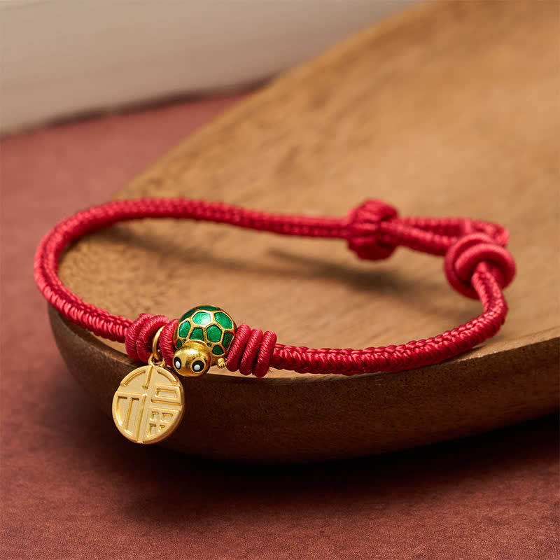 Buddha Stones Fu Character Turtle Red String Fortune Bracelet - image 5