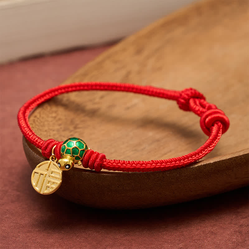 Buddha Stones Fu Character Turtle Red String Fortune Bracelet - image 16