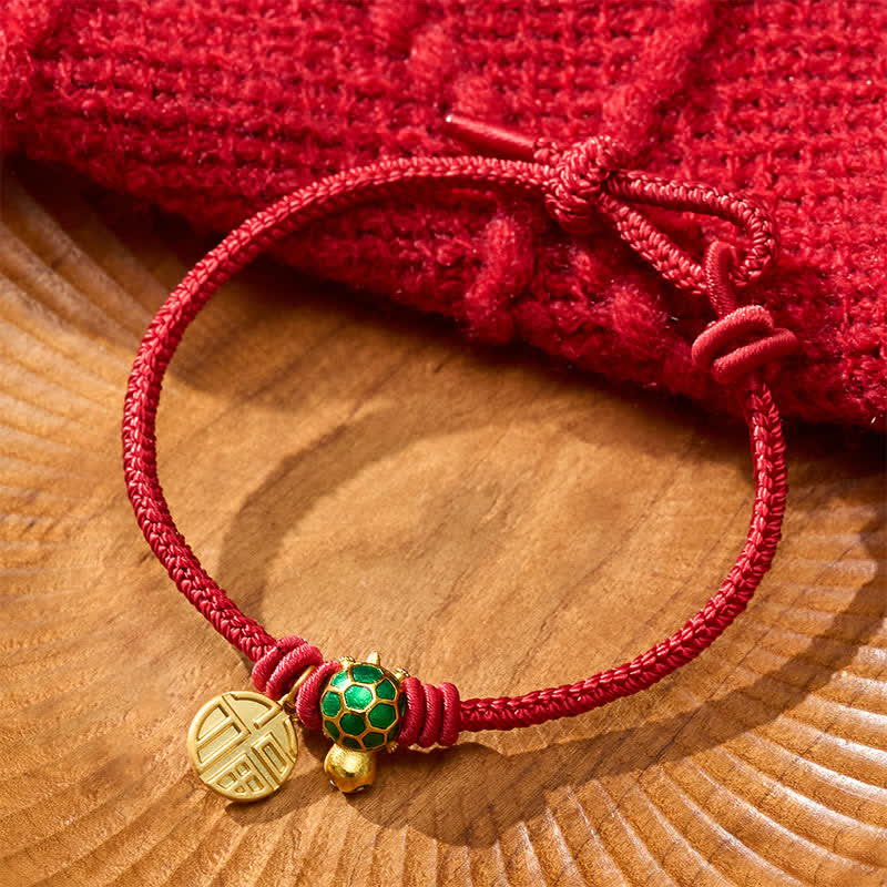 Buddha Stones Fu Character Turtle Red String Fortune Bracelet - image 2