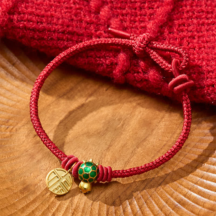 Buddha Stones Fu Character Turtle Red String Fortune Bracelet - image 2