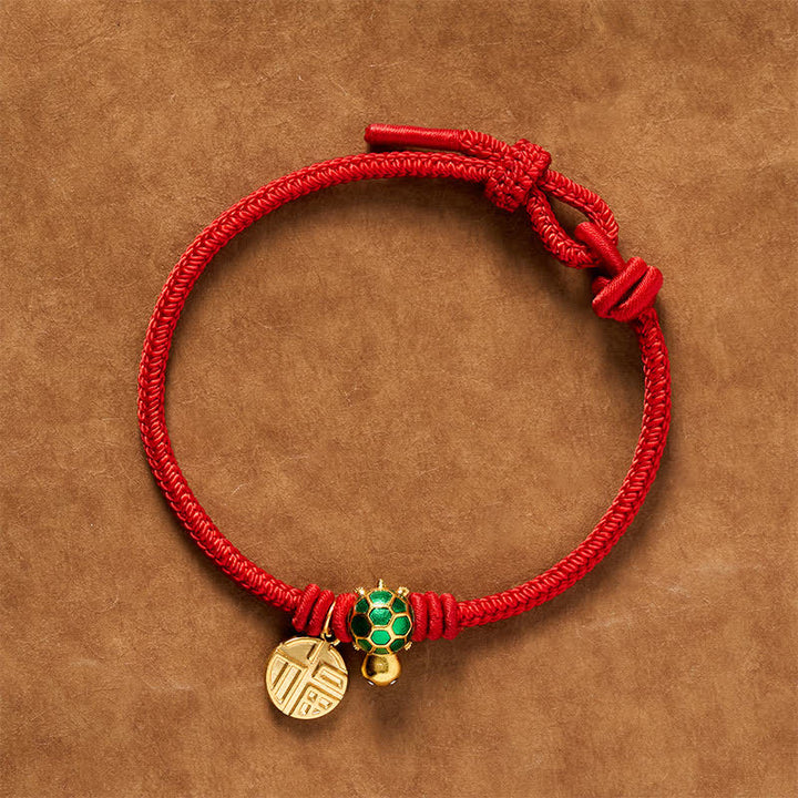 Buddha Stones Fu Character Turtle Red String Fortune Bracelet - Red - 6.7–7.5 in/17–19 cm - Round Fu Character - image 13