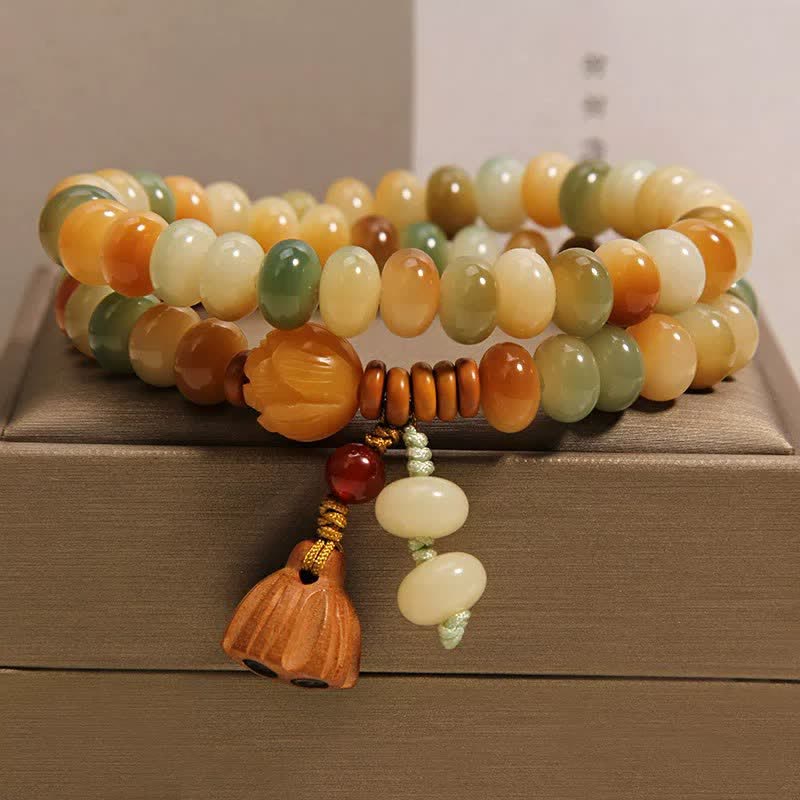 Buddha Stones White Bodhi Seed Lotus Purity Double Wrap Bracelet - Double Wrap(Wrist Circumference: 5.5–5.9 in (14–15 cm) - image 0