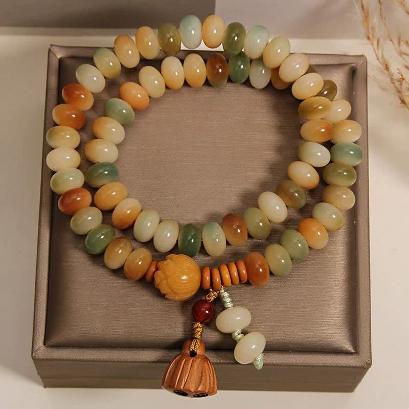 Buddha Stones White Bodhi Seed Lotus Purity Double Wrap Bracelet - image 1