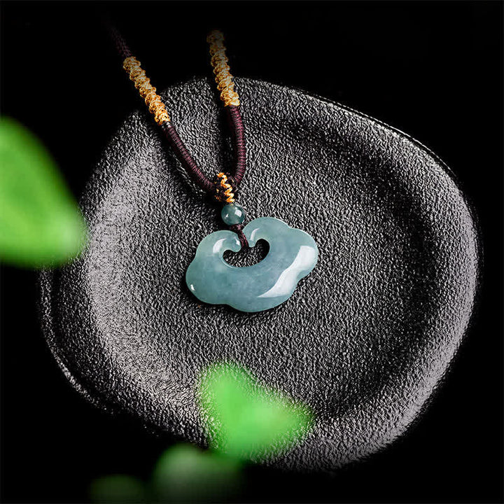 Buddha Stones Jade Ruyi Cloud Chinese Lock Charm Luck Pendant Necklace - image 2