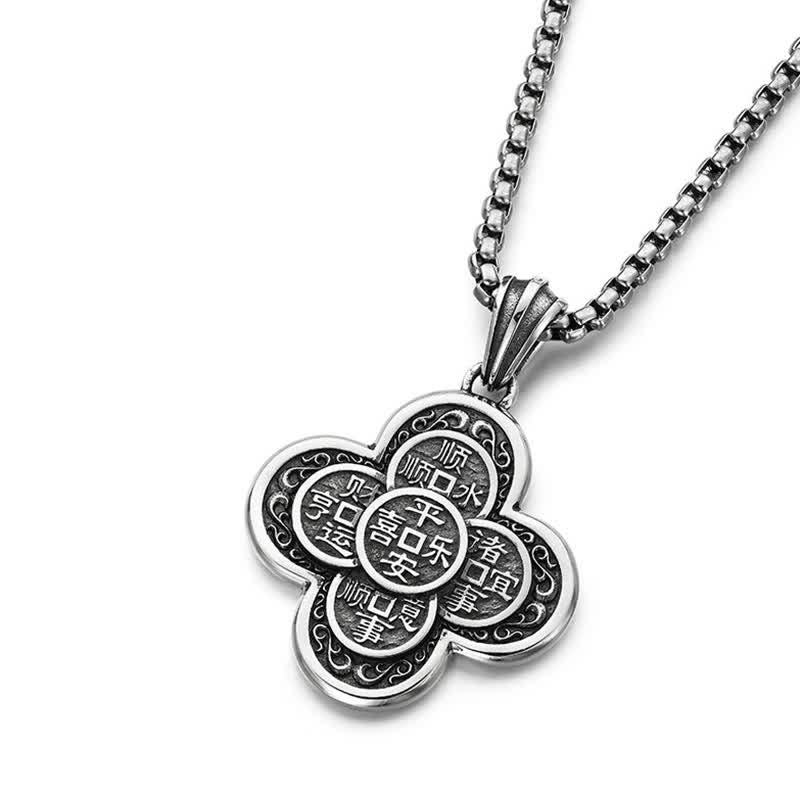 Buddha Stones Vintage Copper Five Emperor Coins Clover Design Wealth Amulet Necklace - image 7