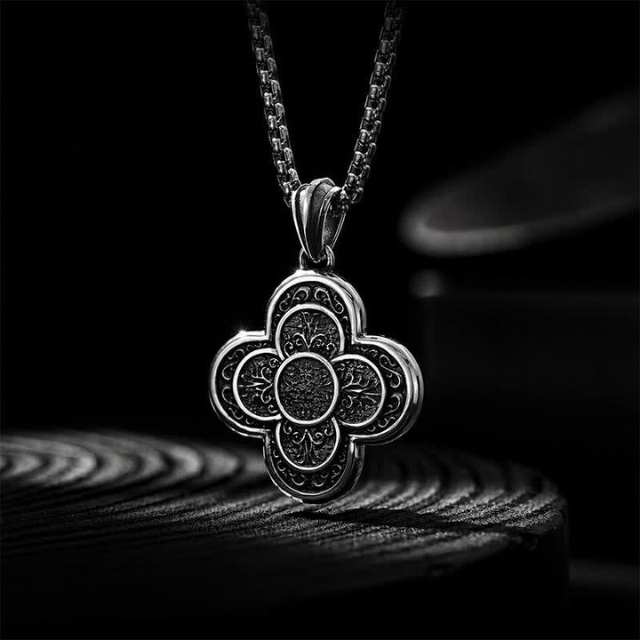 Buddha Stones Vintage Copper Five Emperor Coins Clover Design Wealth Amulet Necklace - image 1