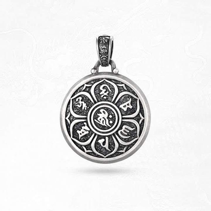 Buddha Stones Tibetan Copper Crossed Vajra Om Mani Padme Hum Wisdom Grounding Round Pendant Necklace - image 11