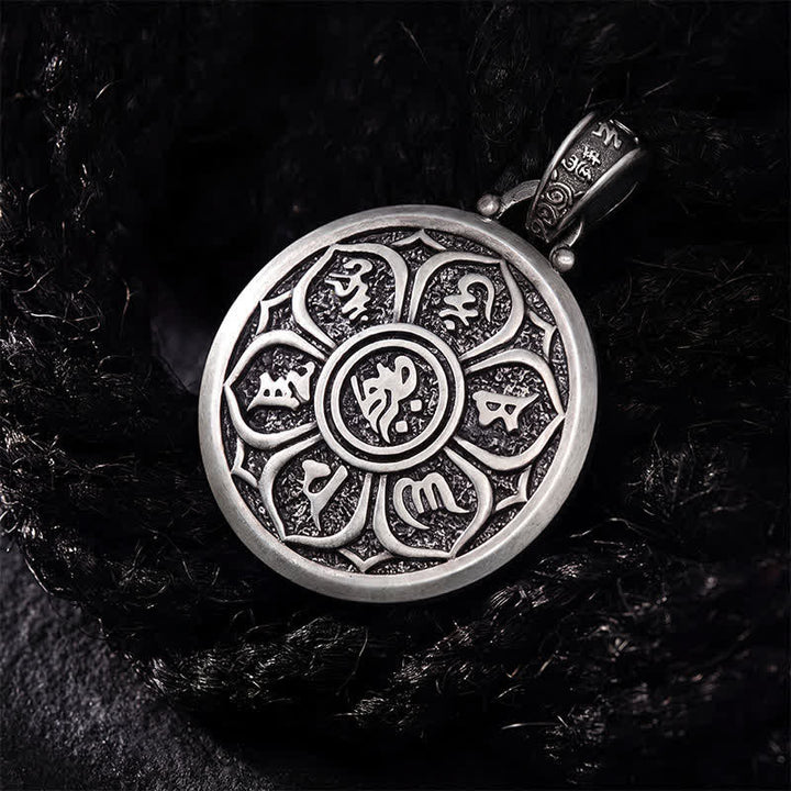 Buddha Stones Tibetan Copper Crossed Vajra Om Mani Padme Hum Wisdom Grounding Round Pendant Necklace - image 3