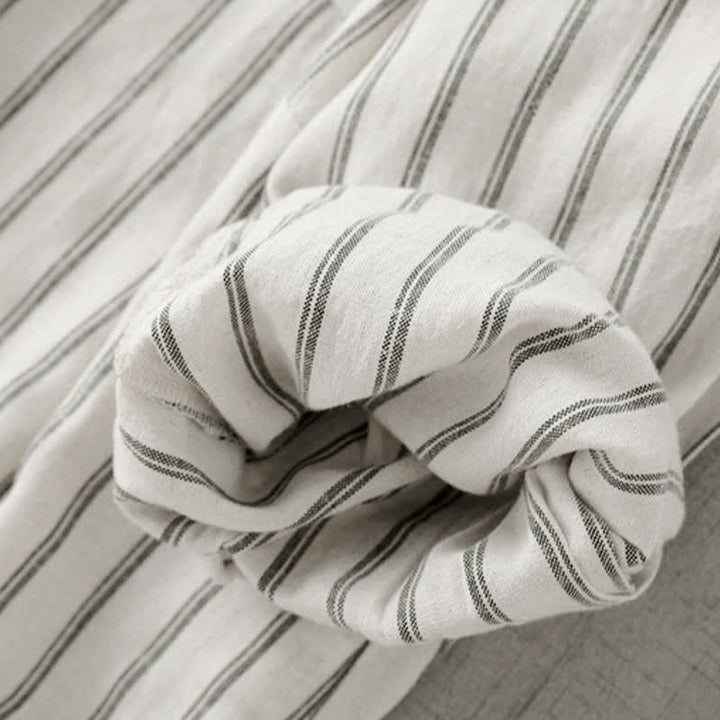 Buddha Stones Spring Fall Casual Vintage Button-Up Striped Women's Long Sleeve Shirts With Patch Pocket - image 8