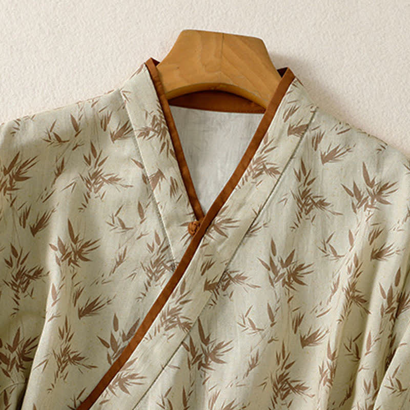 Buddha Stones Spring Summer Tang Style Casual Leaf Print Women's Three-Quarter Sleeve Shirts - image 3
