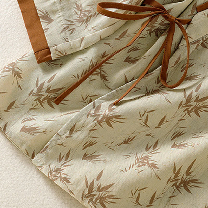 Buddha Stones Spring Summer Tang Style Casual Leaf Print Women's Three-Quarter Sleeve Shirts - image 5