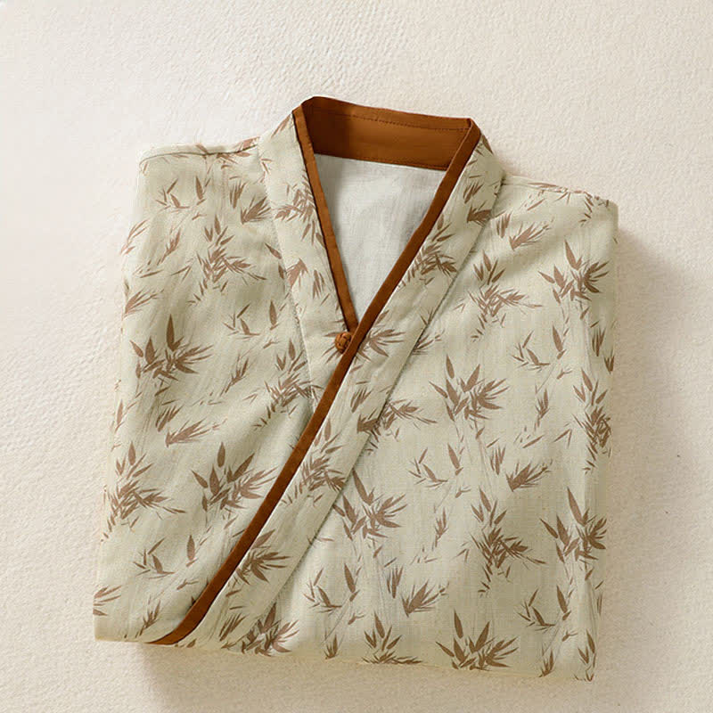Buddha Stones Spring Summer Tang Style Casual Leaf Print Women's Three-Quarter Sleeve Shirts - image 2