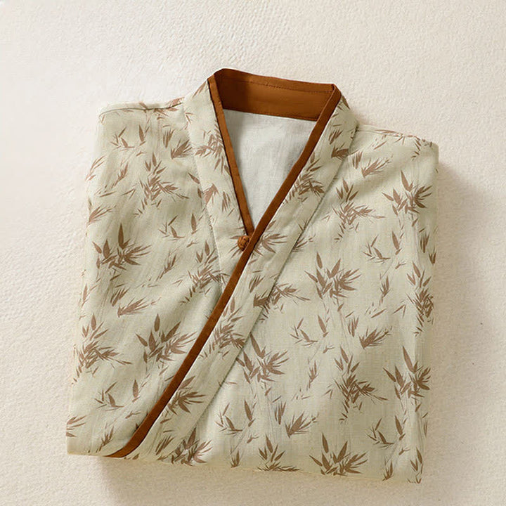 Buddha Stones Spring Summer Tang Style Casual Leaf Print Women's Three-Quarter Sleeve Shirts - image 2