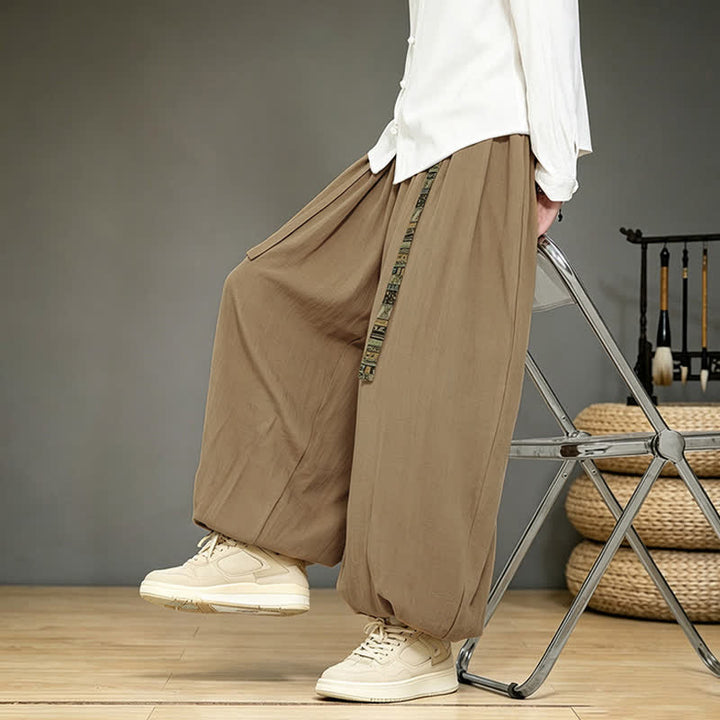 Buddha Stones Spring Summer Chinese-style Solid Ankle Pants Men's Harem Pants With Pocket - image 7