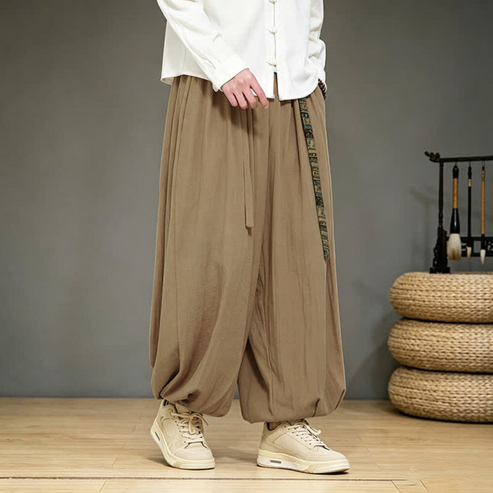 Buddha Stones Spring Summer Chinese-style Solid Ankle Pants Men's Harem Pants With Pocket - image 10