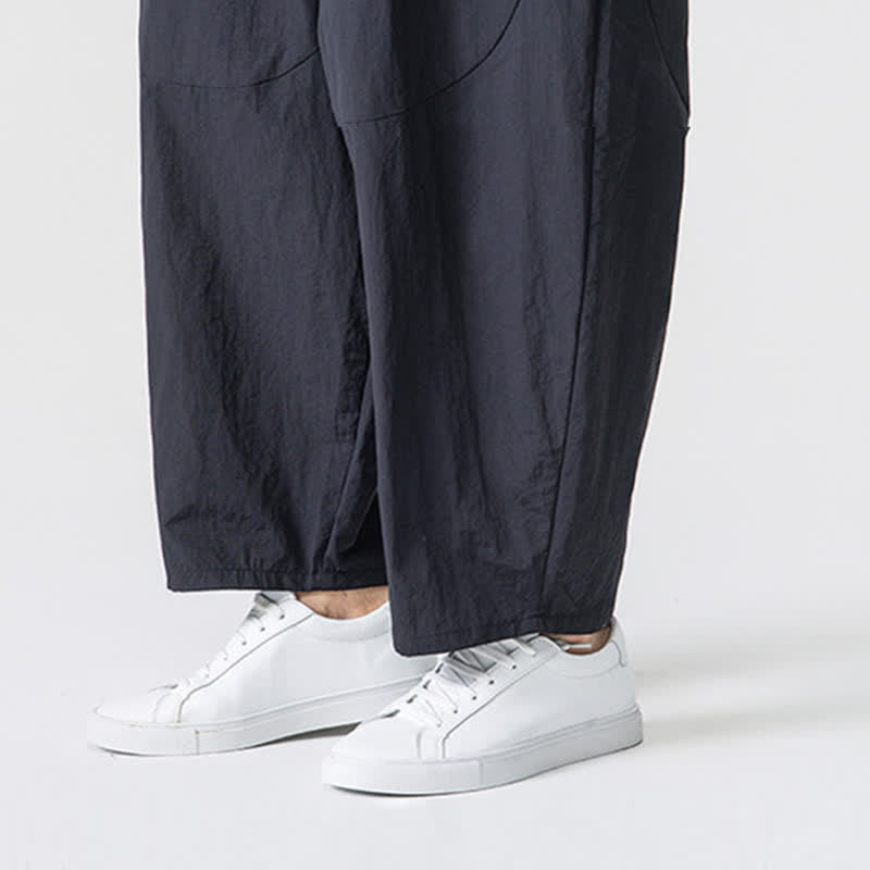 Buddha Stones Spring Summer Casual Minimalist Drawstring Solid Cropped Pants Men's Harem Pants With Pockets - image 16