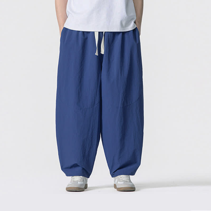 Buddha Stones Spring Summer Casual Minimalist Drawstring Solid Cropped Pants Men's Harem Pants With Pockets - image 26