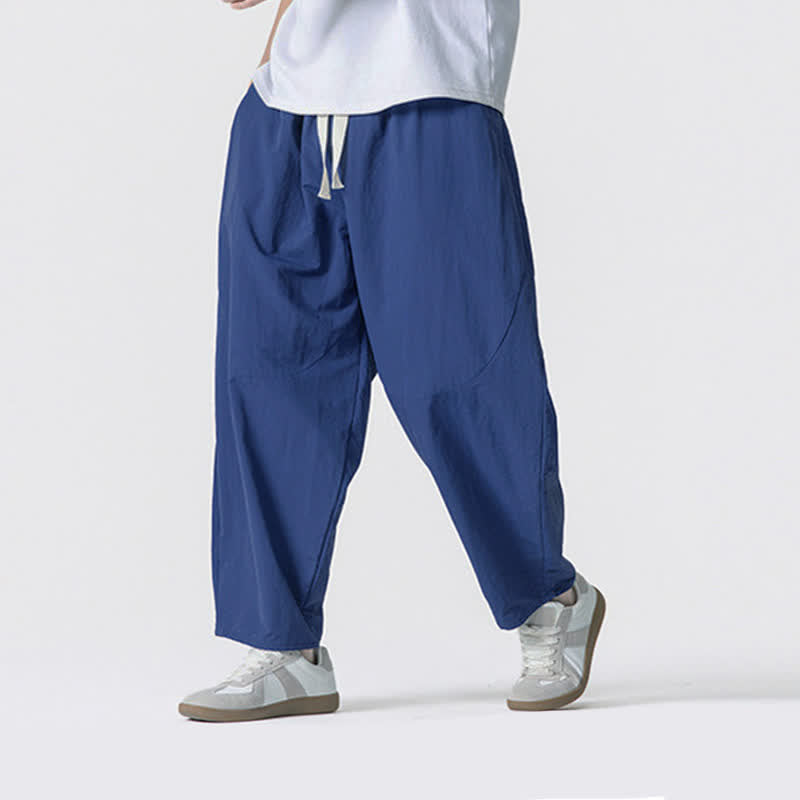 Buddha Stones Spring Summer Casual Minimalist Drawstring Solid Cropped Pants Men's Harem Pants With Pockets - image 28