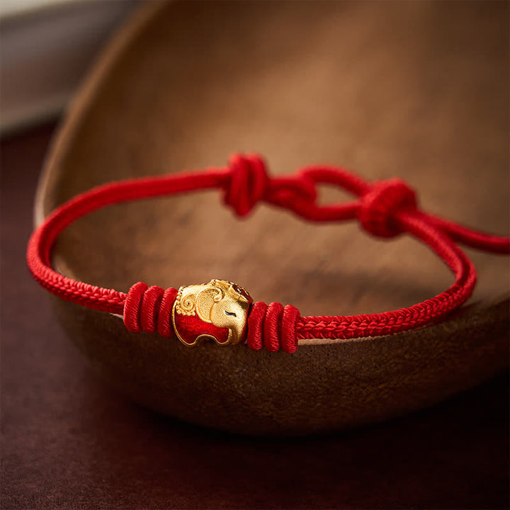 Buddha Stones Red Elephant Red String Lucky Protection Bracelet - image 12