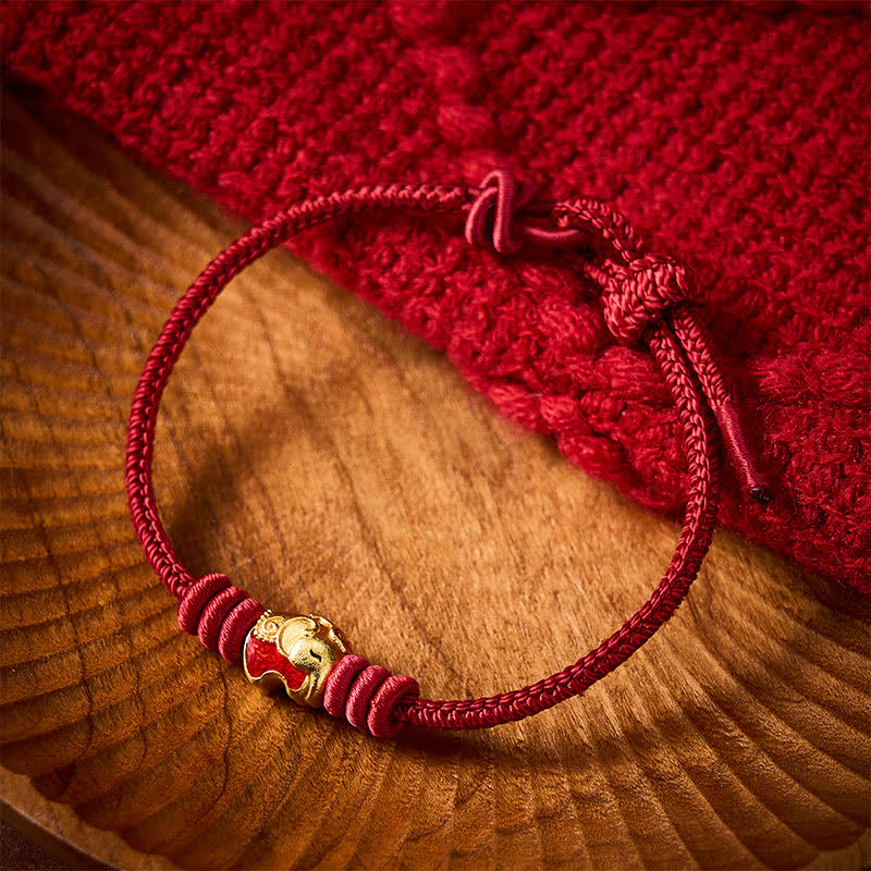 Buddha Stones Red Elephant Red String Lucky Protection Bracelet - image 1