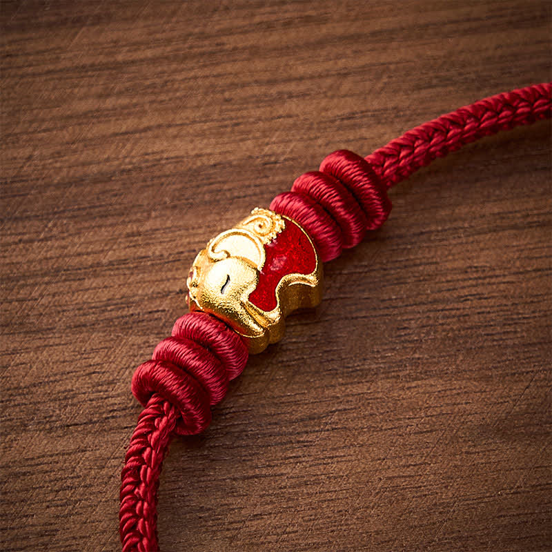 Buddha Stones Red Elephant Red String Lucky Protection Bracelet - image 4