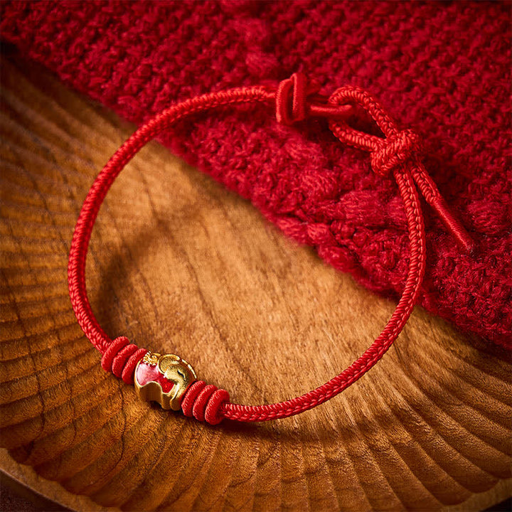 Buddha Stones Red Elephant Red String Lucky Protection Bracelet - image 11