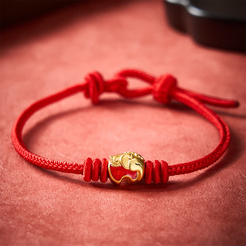 Buddha Stones Red Elephant Red String Lucky Protection Bracelet - image 10