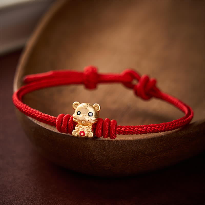Buddha Stones Tiger Money Bag Red String Luck Braided Rope Bracelet - Red(Wrist Circumference 5.9–6.7 in /15–17 cm) - image 0