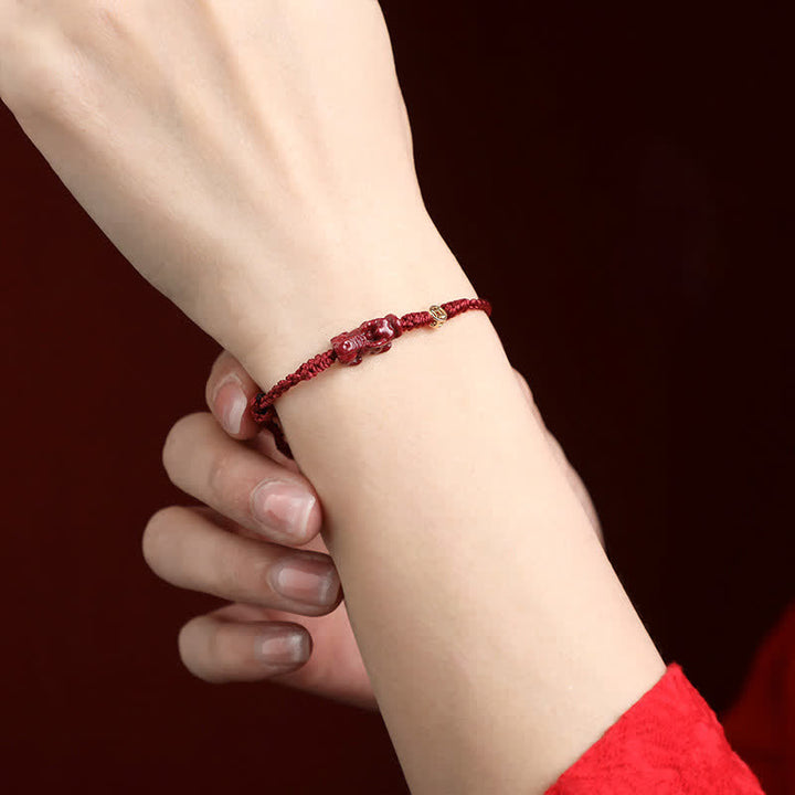 Buddha Stones Cinnabar Pi Xiu 925 Sterling Silver Chinese Coin Wealth Red String Adjustable Bracelet - image 10