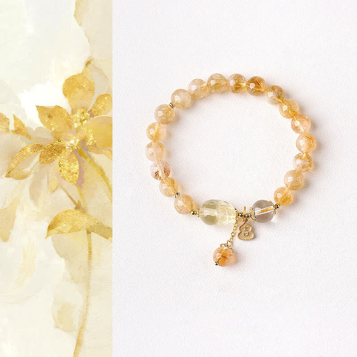 Buddha Stones Chinese Inspired Citrine Pi Xiu Luck And Abundance Gourd Pendant Bracelet - Pi Xiu Citrine(Wrist Circumference: 5.9–6.3 in/15–16 cm) - image 0