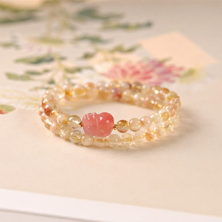 Buddha Stones Citrine Pi Xiu Abundance and Wealth Double Wrap Bracelet - Pi Xiu (Wrist Circumference: 5.5–5.9 in/14–15 cm) - image 0