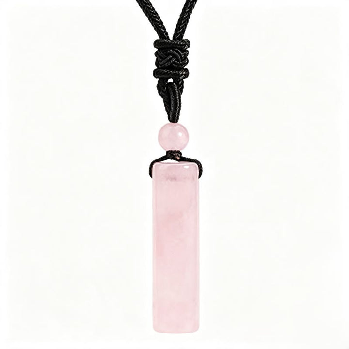 Buddha Stones Various Crystal Rose Quartz Green Aventurine Amethyst Cylinder Healing Necklace Pendant - Rose Quartz - image 11