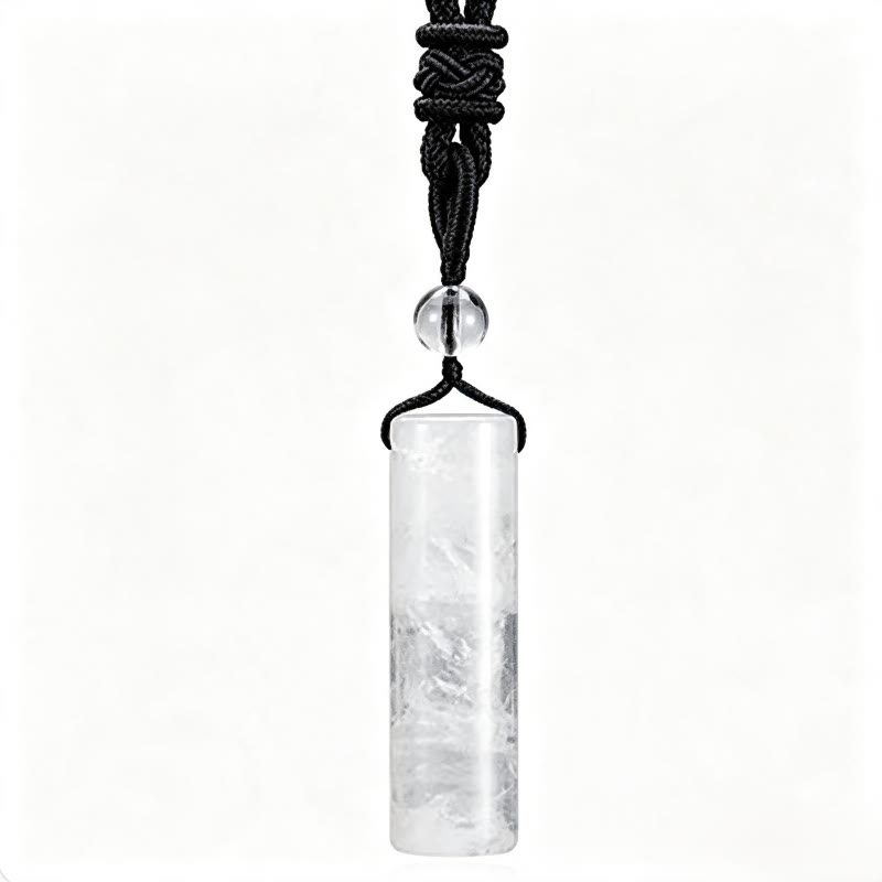 Buddha Stones Various Crystal Rose Quartz Green Aventurine Amethyst Cylinder Healing Necklace Pendant - White Crystal - image 14