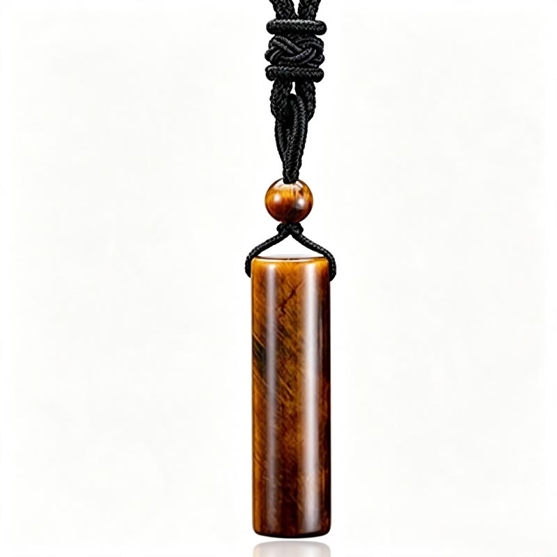 Buddha Stones Various Crystal Rose Quartz Green Aventurine Amethyst Cylinder Healing Necklace Pendant - Tiger Eye - image 8