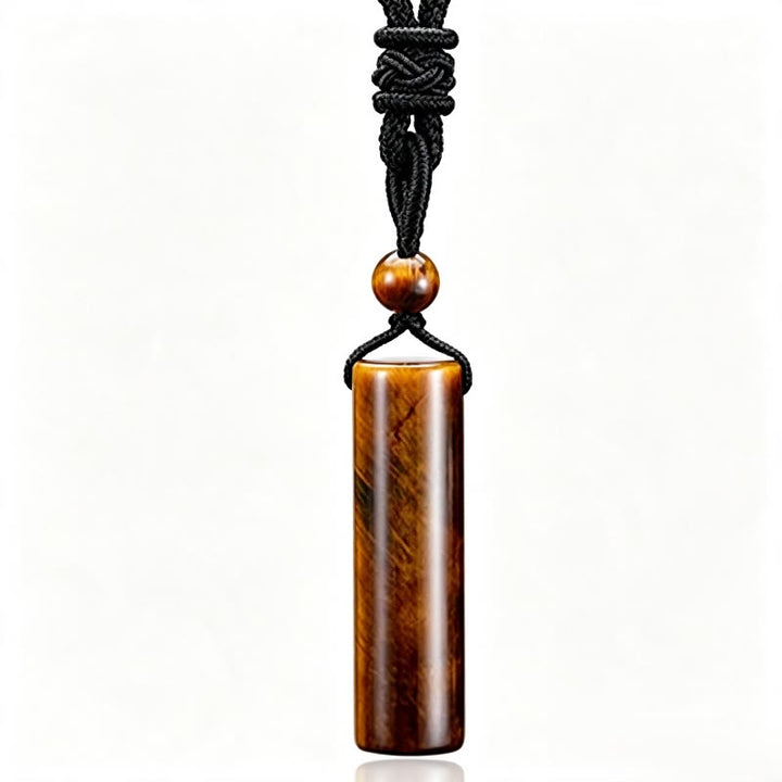 Buddha Stones Various Crystal Rose Quartz Green Aventurine Amethyst Cylinder Healing Necklace Pendant - Tiger Eye - image 8