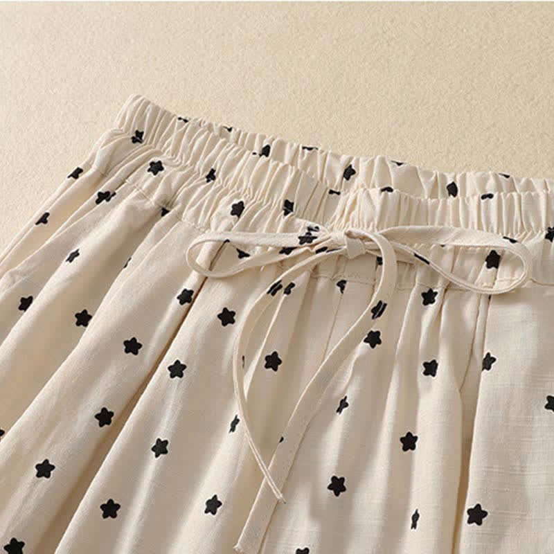 Buddha Stones Spring Summer Casual Boho Drawstring Striped Branch Star Capri Pants Women's Harem Pants With Pocket - image 7