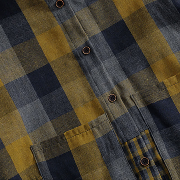 Buddha Stones Fall Casual Vintage Button-Up Drawstring Plaid Women's Hoodies With Pocket - image 5